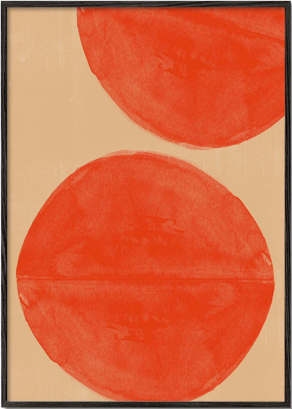 Arte abstrata: círculos vermelhos sobre bege