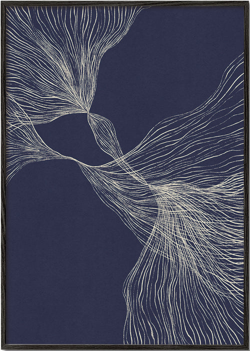 Arte abstrata com linhas orgânicas azul-noite