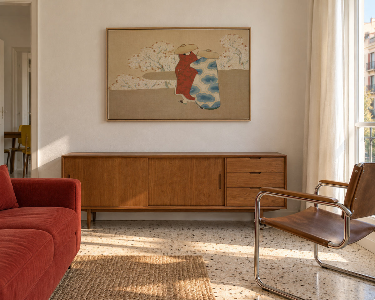 Hanami season from Momoyogusa - Framed canvas in an interior