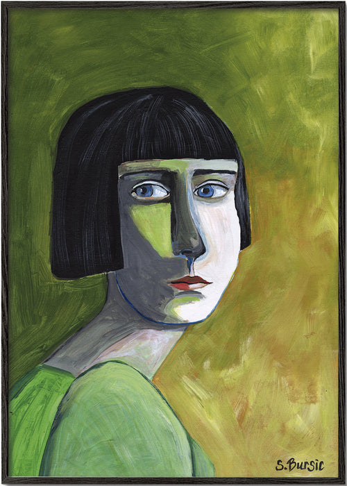 Ilustração retrato de mulher com olhar de lado