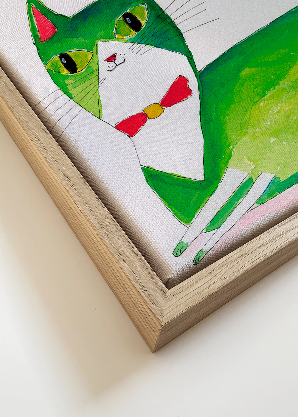Gato verde ilustração deitado