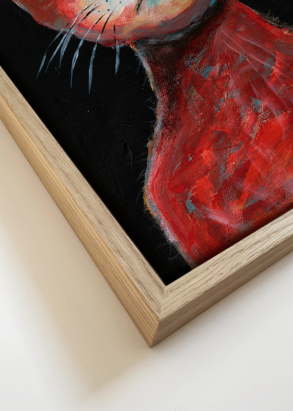 Quadro de gato vermelho expressivo
