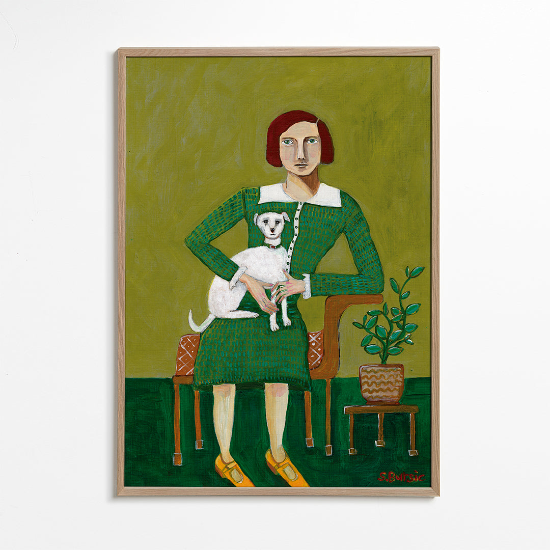 Vintage Lady with her white dog