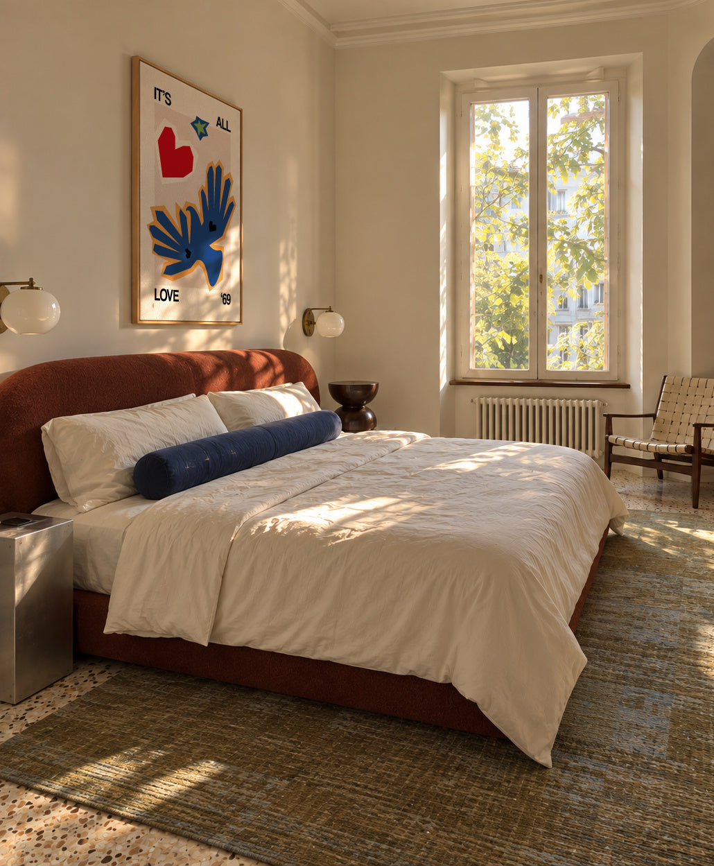 It's All Love '69 Bird Blue - Framed canvas in an interior