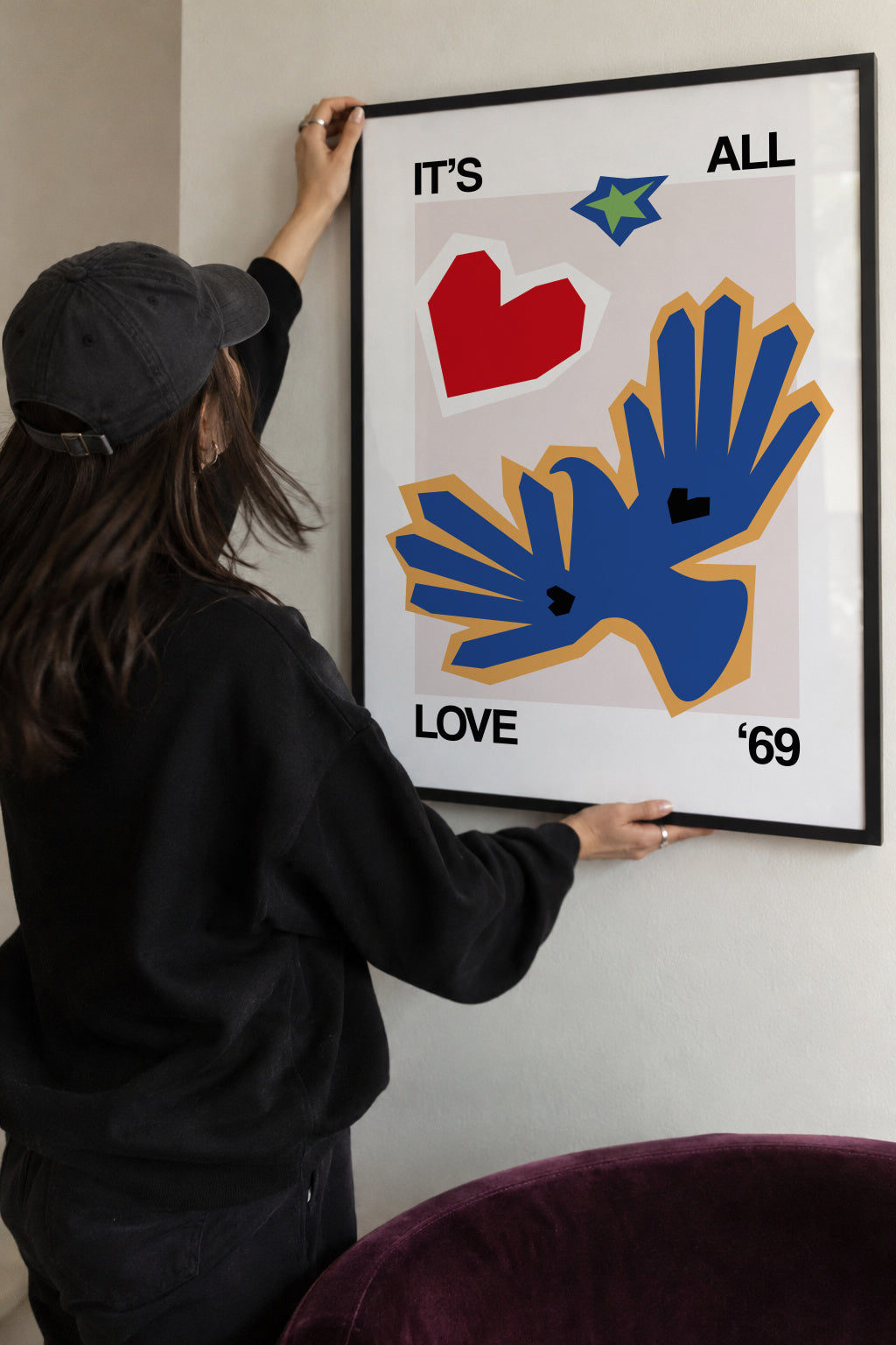 It's All Love '69 Bird Blue - Framed poster detail