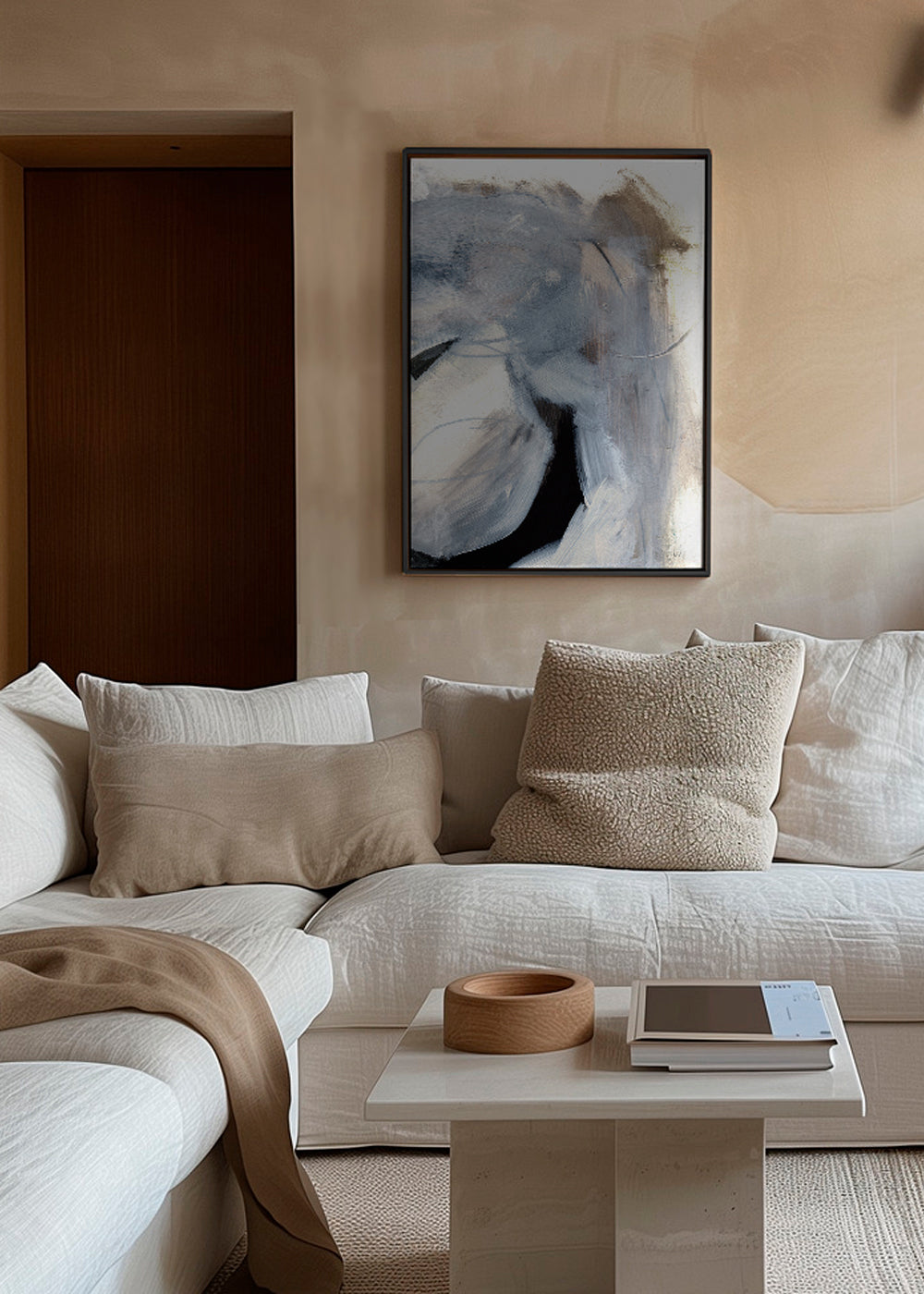 Arte abstrata com gestos cinzentos