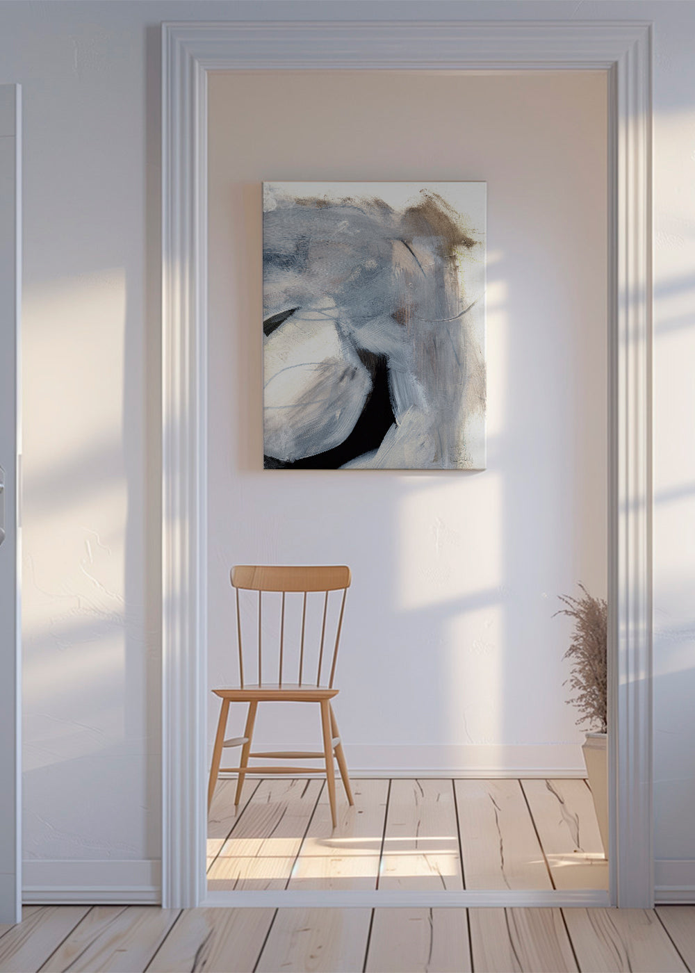 Arte abstrata com gestos cinzentos