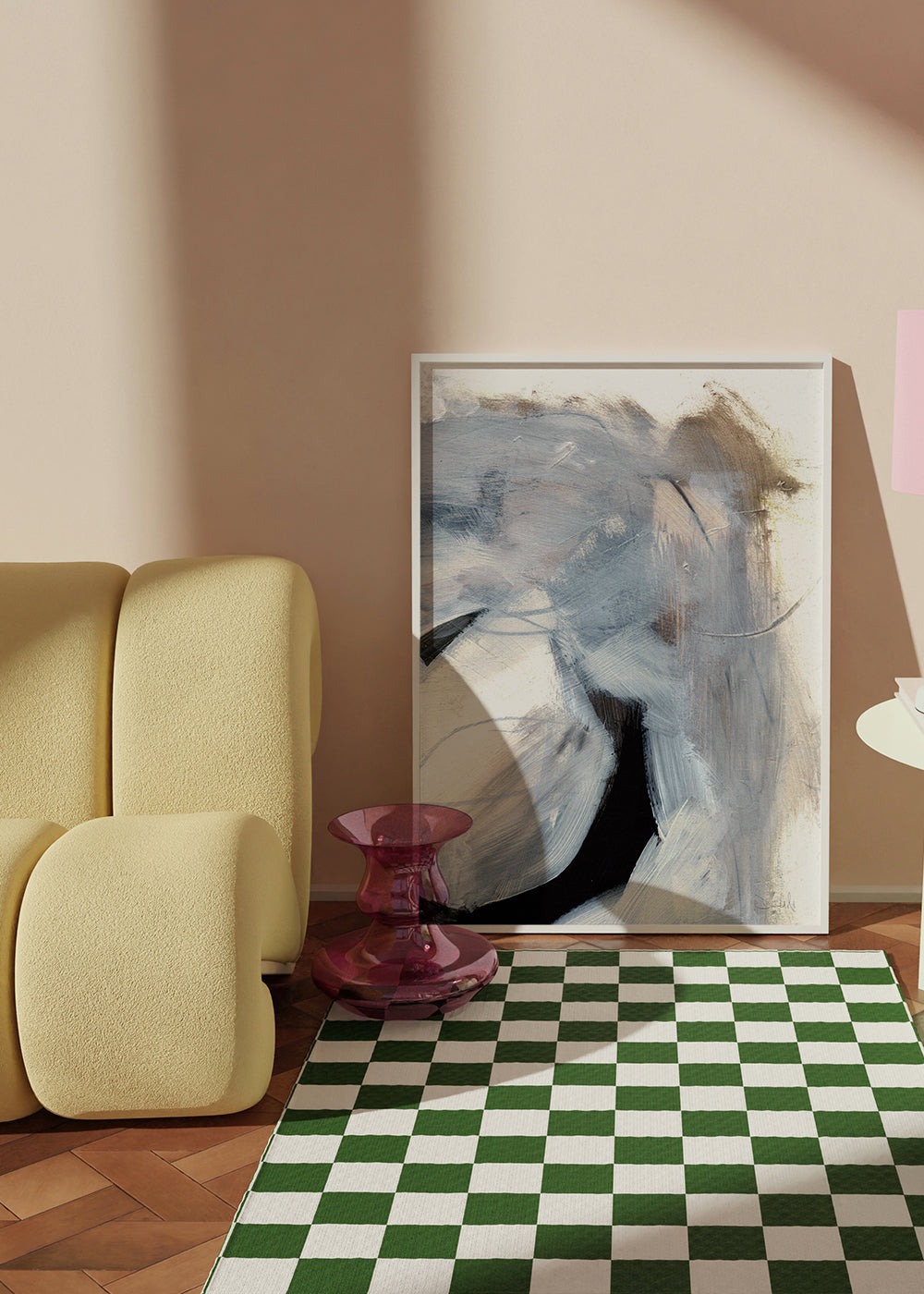 Arte abstrata com gestos cinzentos
