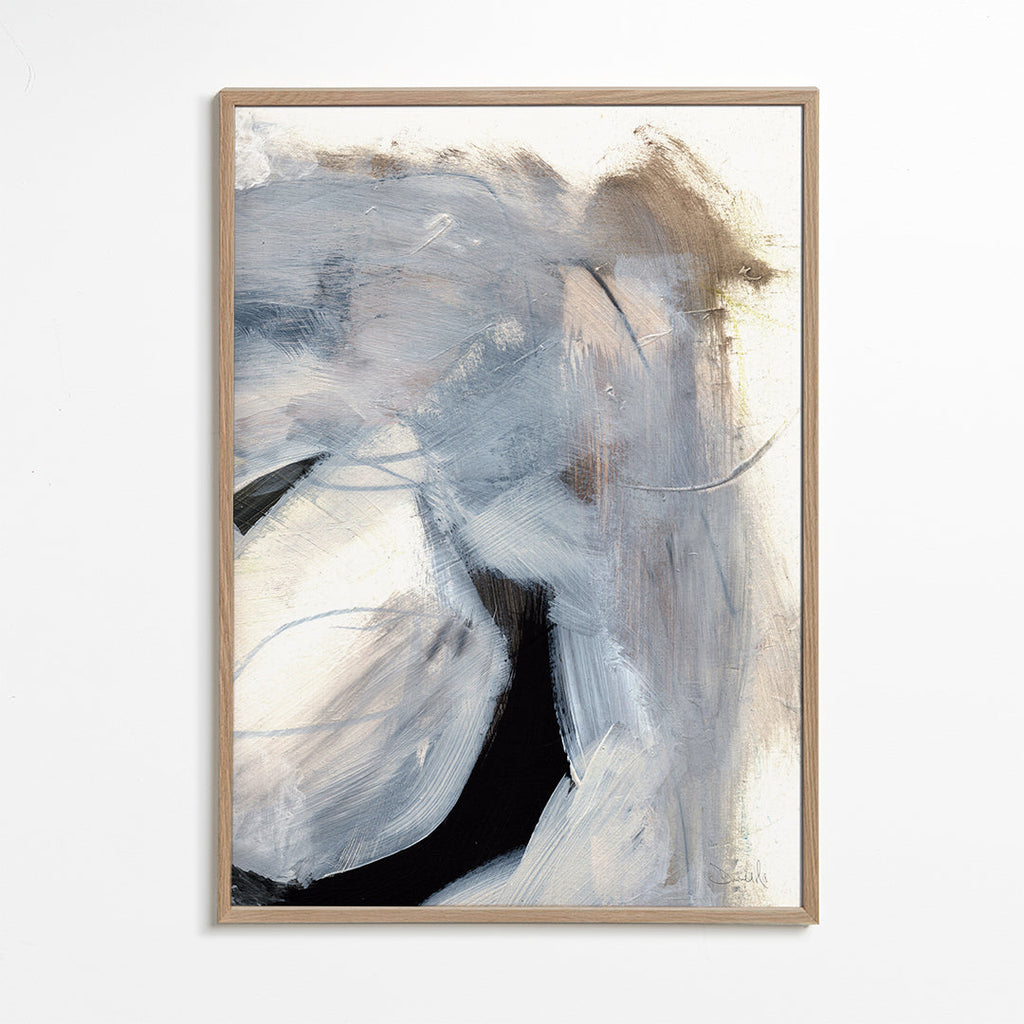 Arte abstrata com gestos cinzentos