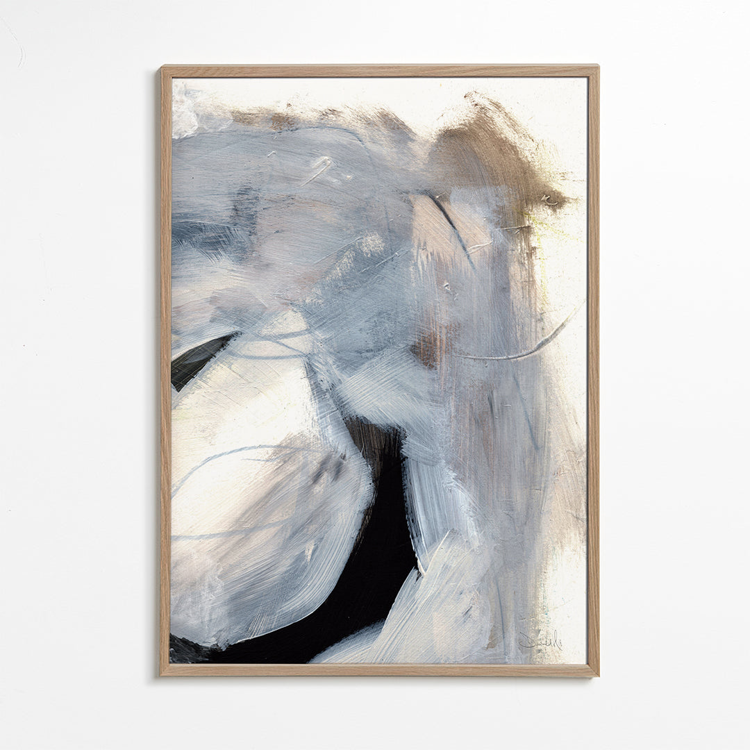 Arte abstrata com gestos cinzentos