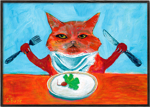 Arte para cozinha: gato à mesa