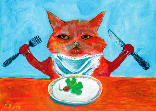 Arte para cozinha: gato à mesa
