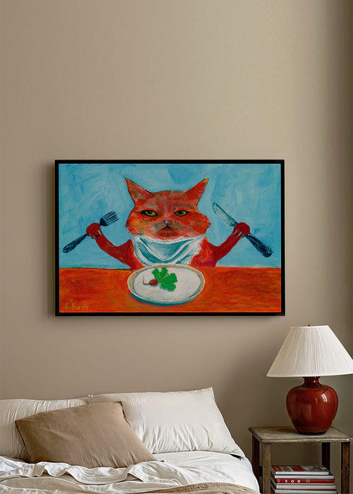 Arte para cozinha: gato à mesa
