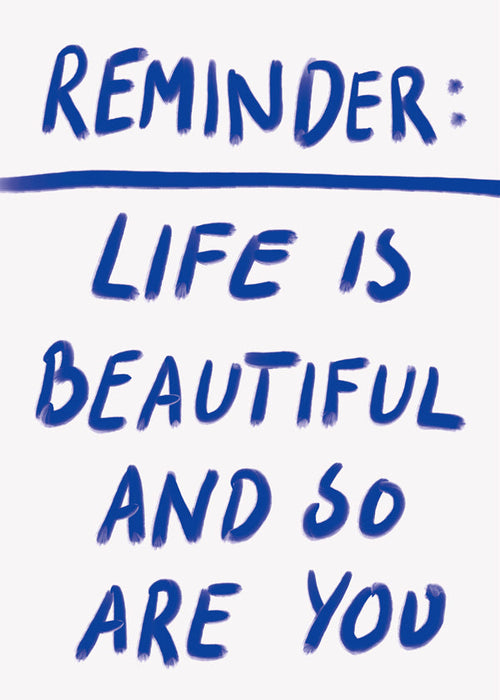 Ilustração tipográfica “Reminder” em azul