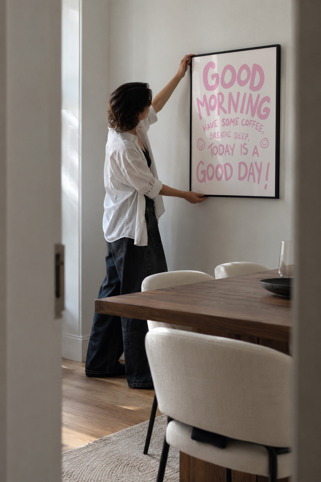 Good Morning - Framed poster in an interior