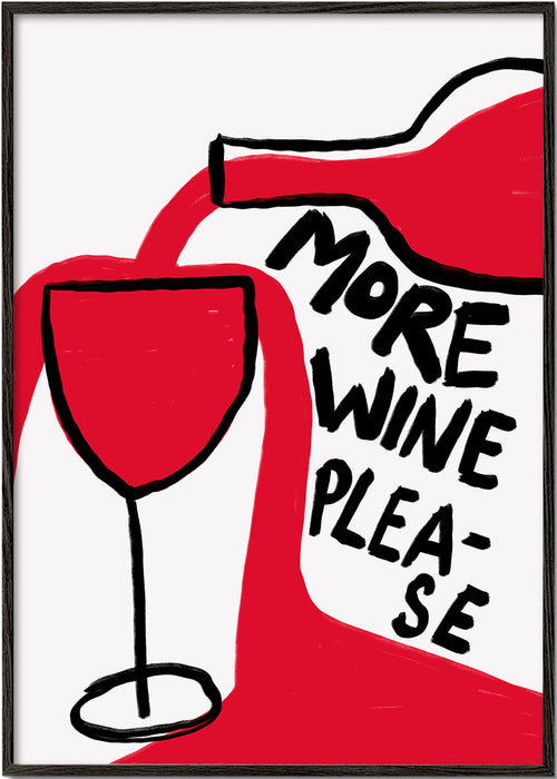 Arte para cozinha More Wine Please ilustração gráfica