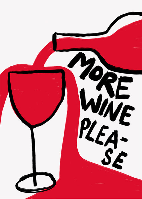 Arte para cozinha More Wine Please ilustração gráfica
