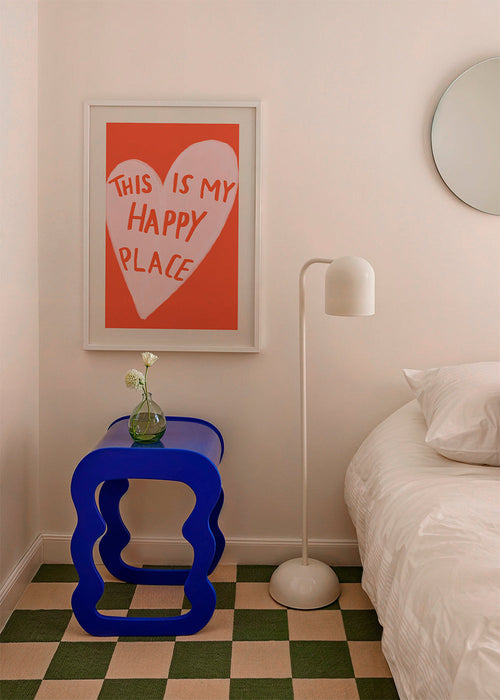 Ilustração coração "Happy Place" fundo coral