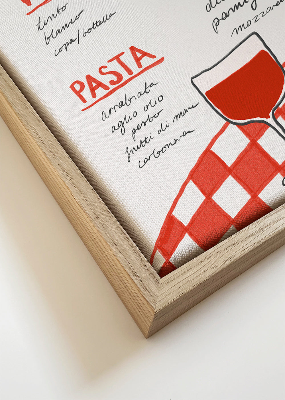 Arte para cozinha menu italiano ilustrado