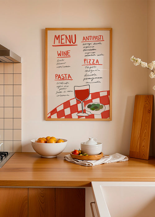 Arte para cozinha menu italiano ilustrado