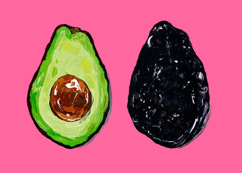 Arte para cozinha: abacate sobre rosa