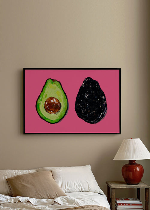 Arte para cozinha: abacate sobre rosa