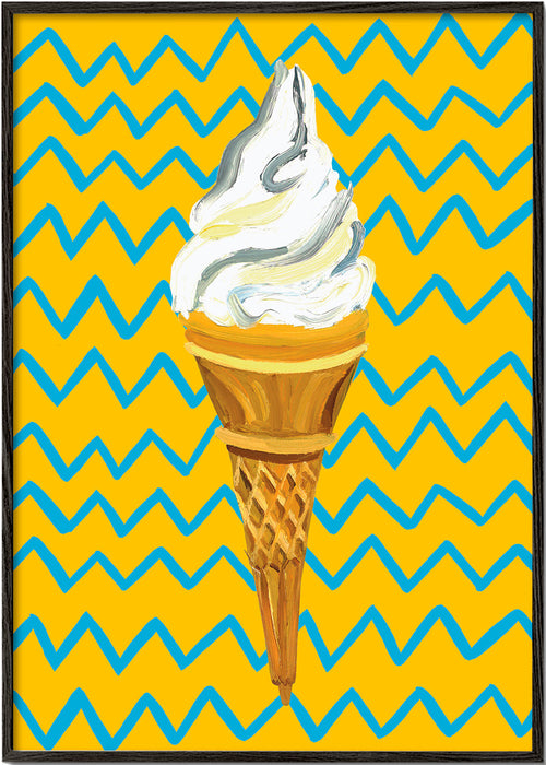 Arte para cozinha com gelado em zigzag amarelo