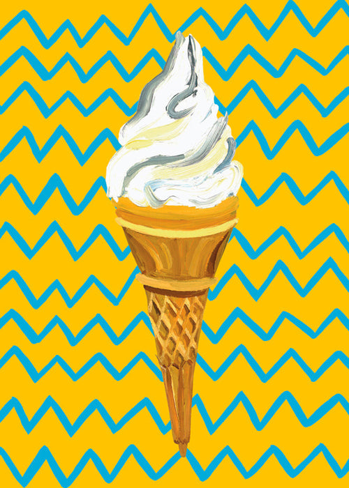 Arte para cozinha com gelado em zigzag amarelo