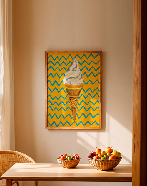 Arte para cozinha com gelado em zigzag amarelo