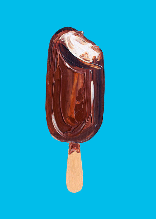 Arte para cozinha: Magnum sorvete em fundo azul