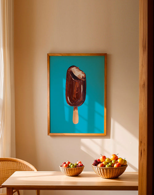 Arte para cozinha: Magnum sorvete em fundo azul