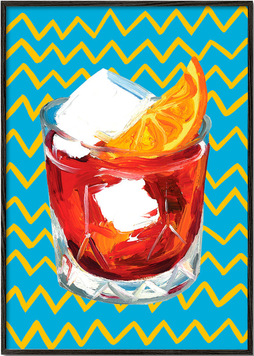 Arte para cozinha Negroni ilustrado em copo