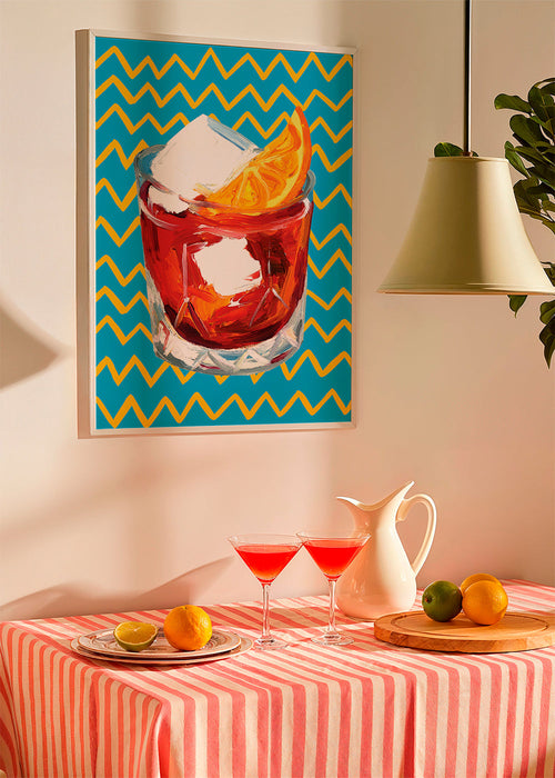 Arte para cozinha Negroni ilustrado em copo
