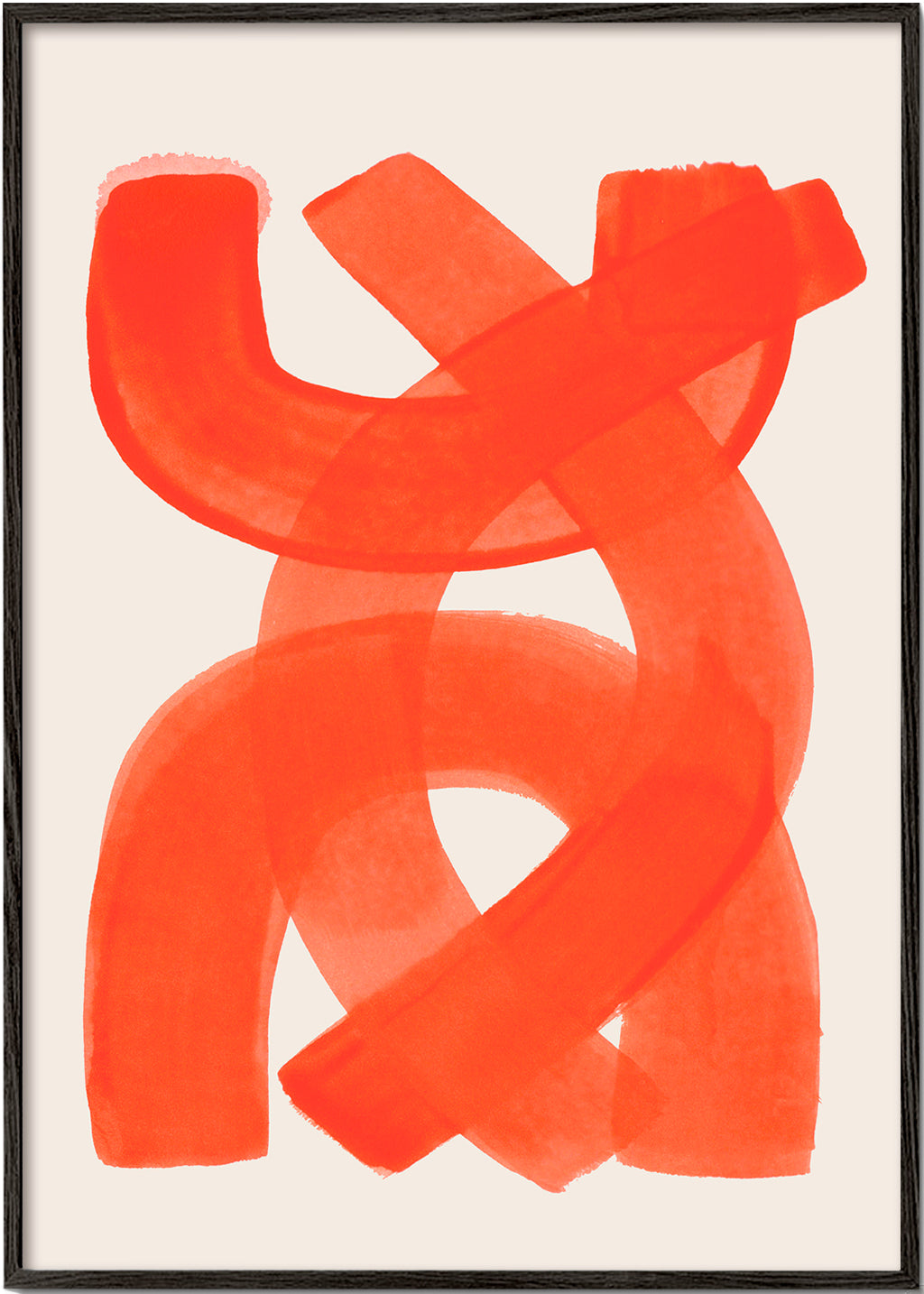 Quadro abstrato com pinceladas laranja