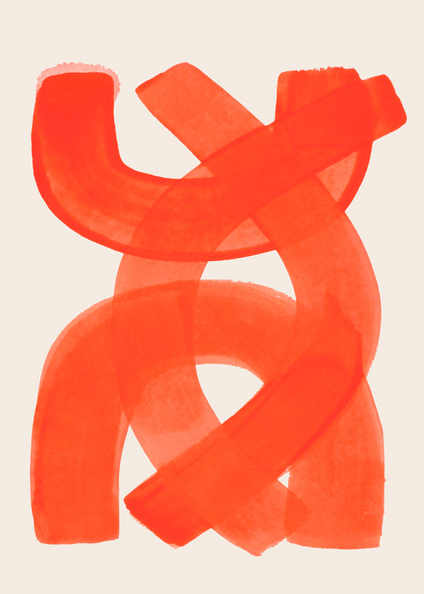 Quadro abstrato com pinceladas laranja