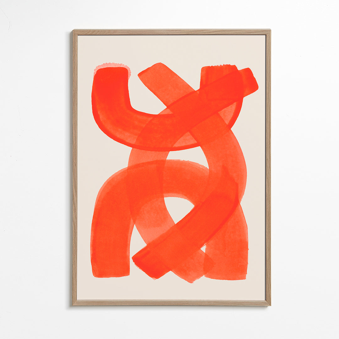 Quadro abstrato com pinceladas laranja