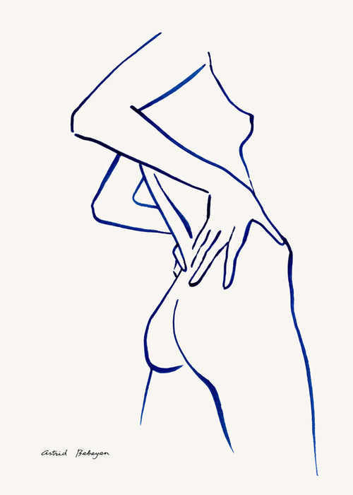 Ilustração linear feminina em azul