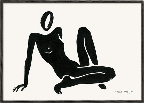 Arte em preto e branco com figura reclinada