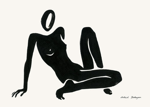 Arte em preto e branco com figura reclinada