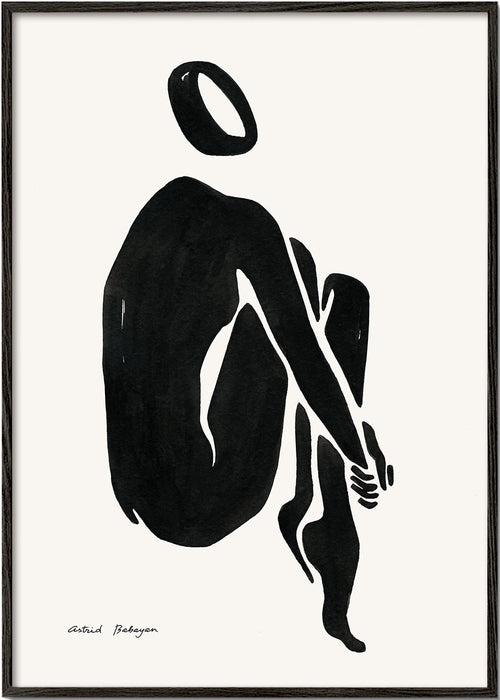 Arte em preto e branco com silhueta sentada