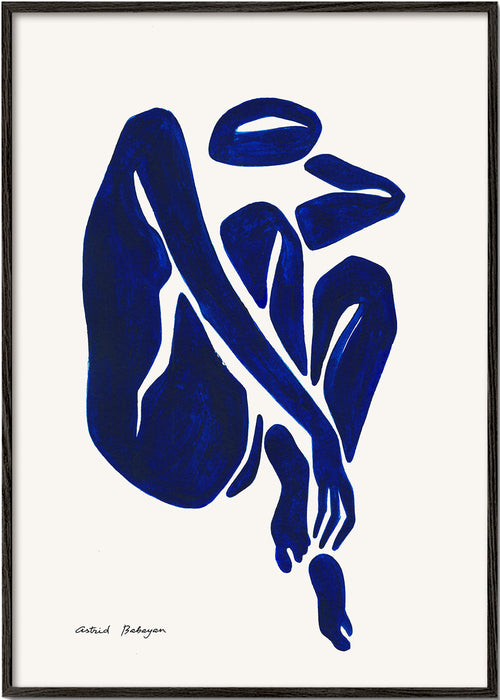 Obra abstrata com silhueta azul
