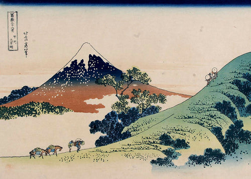 Quadro de paisagem japonesa com o Monte Fuji ukiyo-e