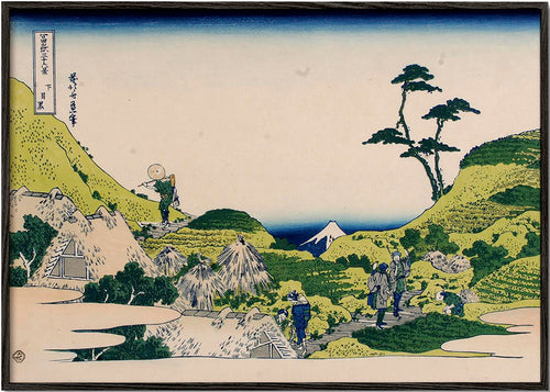 Quadro paisagem com Monte Fuji e colinas verdes