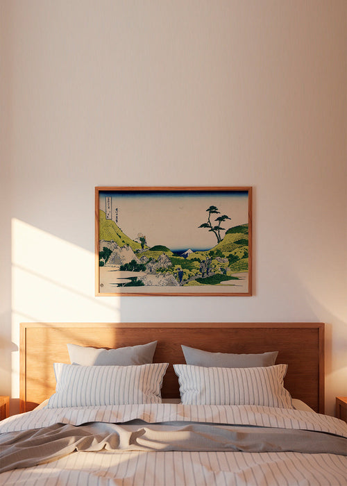 Quadro paisagem com Monte Fuji e colinas verdes