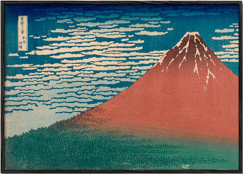 Cuadro de paisaje: Monte Fuji vermelho em estampa japonesa