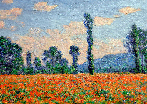 Quadro de paisagem com campo de papoilas