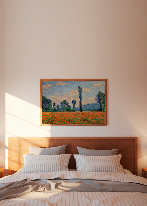 Quadro de paisagem com campo de papoilas