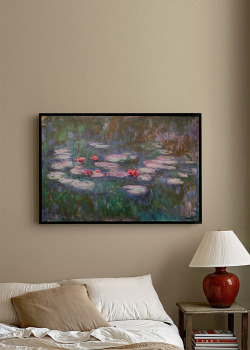 Estampa botânica: nenúfares em óleo impressionista