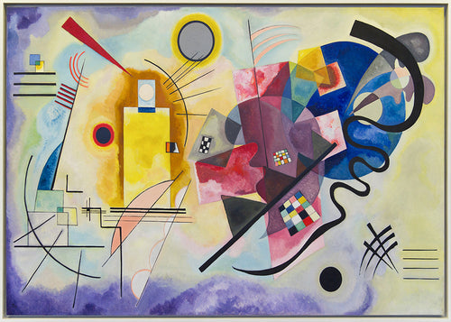 Quadro abstrato com formas geométricas coloridas