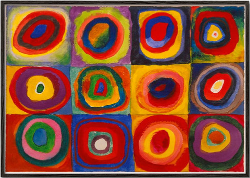 Arte geométrica com anéis concêntricos coloridos
